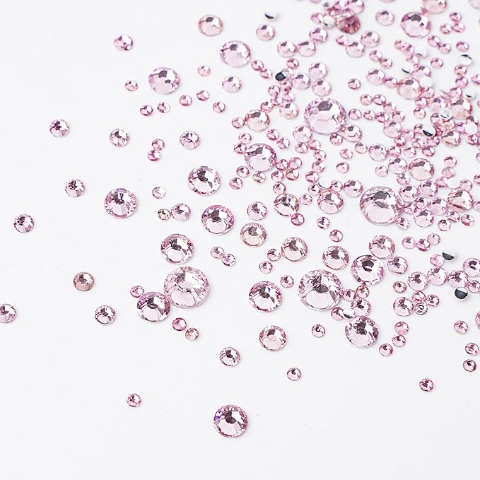 Canvalite 2784Pcs Pink Rhinestones Nail Art Gems with Tools, Flat Back Matte, Plastic, Nail Art, Rhinestones, Tweezer, Double Point Dotting Pen, 5Pcs Jewelry Glues