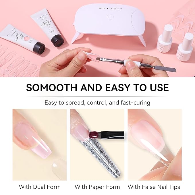 Makartt Poly Nail Gel Set - 4 Fall ColorsStrong Builder for Extension Overlay Strengthener 3D Diy, Multifunctional, Long-lasting for Nails French Manicures Home Salon White Pink Nude Brown