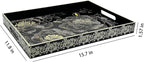 Serving Tray with Handles, 15.7 * 11.8 inches, Plastic Ottoman Tray with - Image 2