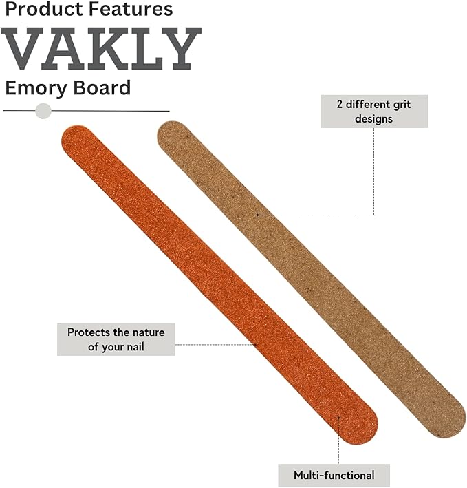 Vakly Professional Nail Files [144 Pack] Emery Boards - Dual Sided 180 Grit Nail Buffering File - Compact Reusable Double Sided Tool for Manicure & Pedicure Shaping & Smoothing Finger and Toenails