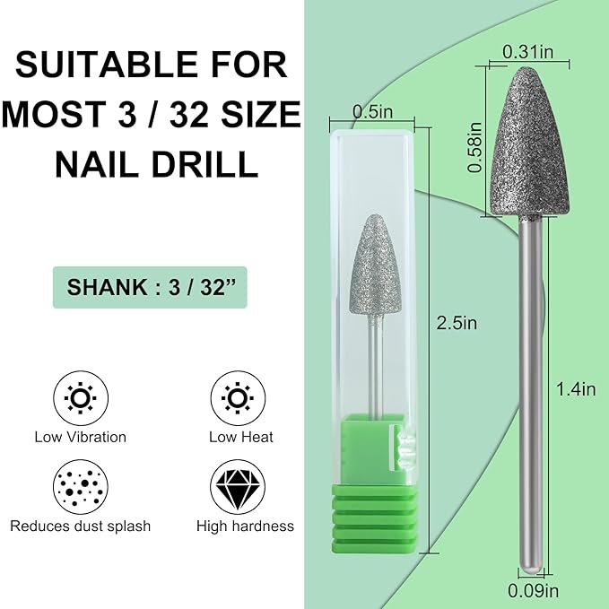 Nail Drill Bit Russian Dry Manicure Drill Bits Drill Bits Nature Nail Buffer Bit for Cuticle Remove Nail Art Design Manicure Pedicure Professional Home & Salon Use (Coarse)
