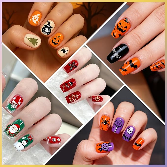 Biutee 10PCS Nail Art Stamping Plates Set Nail Stamper Kit with Nail Stamper Scraper and Storage Bag, Nail Stamp Plate Halloween Christmas Butterfly Starry Sky Flower Design Nail Stamping Kit
