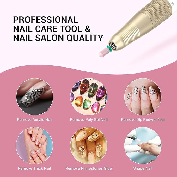 MelodySusie Ceramic Nail Drill Bit, 3/32'' Smooth Round Top Large Barrel Bits, Suitable for Manicure Pedicure Cuticle Gel Polishing, Beginners Bits, Pink, Series Bit-S, Coarse