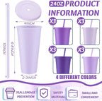 Skylety 12 Pcs Purple Plastic Cups - Image 2