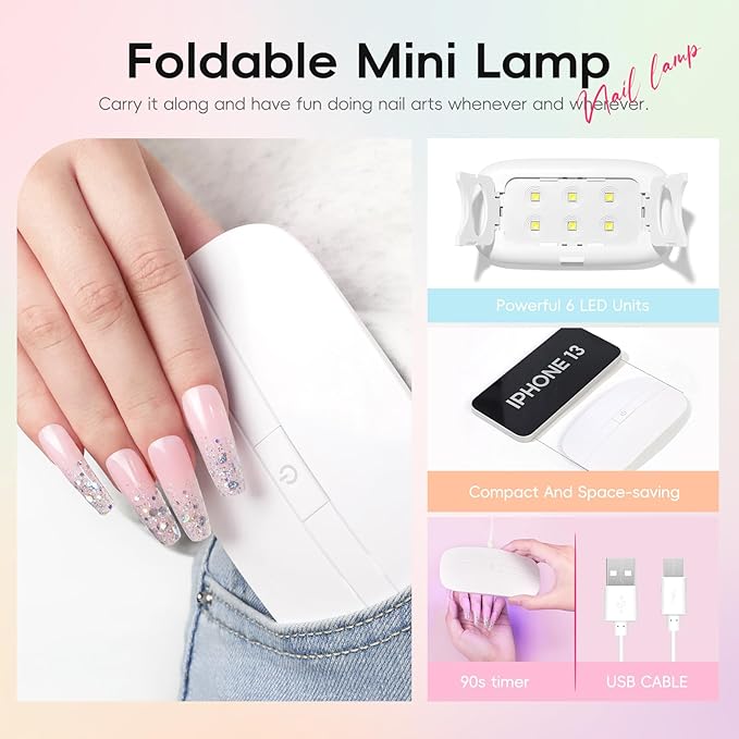 PEACECOLOR Poly Nail Gel Kit, 25 Colors Nail Extension Gel Starter Kit with Slip Solution and U V Light DIY Tools for Beginners with Everything