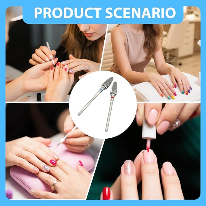 3 Pack 3/32" 5 in 1 Nail Drill Set, Tungsten Carbide Cuticle Remover & Safety Bits with Cleaning Brush, Professional Coarse Drill for Manicurists, Nail Salon, Pedicure & Gel Polishing
