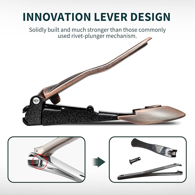 Nail Clippers with Catcher, No Splash Fingernail Toenail Clippers with Sharp Curved Blade and Glass Nail File, Wide Jaw Opening Stainless Steel Nail Cutter Trimmer for Seniors Adult Men Women