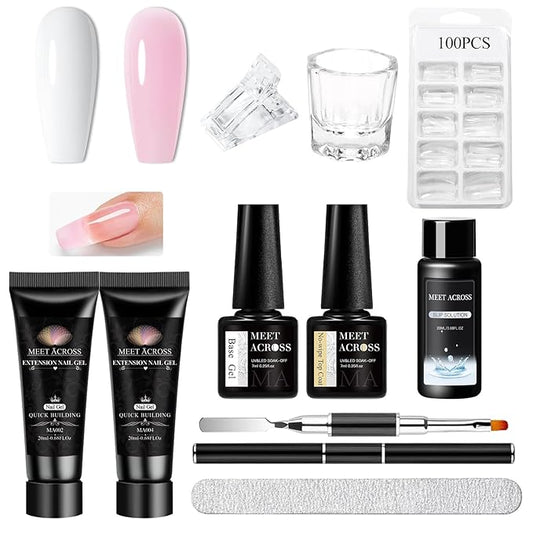 MEET ACROSS Poly Nail Gel 10Pcs Nail Extension Gel Set and Nail Extension Starter Kit for Beginners Nail Art DIY Home Gifts for Women (SET-2, 10pcs)