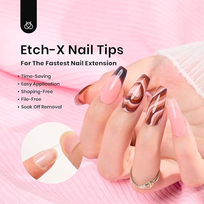 Beetles Coffin Medium Nail Tips - 504 Pcs Easy Press On Nails, Matte Finish, Pre-Shaped for Gel Art Polish