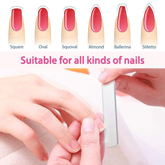 8 Pieces Glass Nail File Fingernail Polisher Shiner Glass Natural Files Crystal Nail Shiner Buffer Polisher with Case for Natural Fingernail