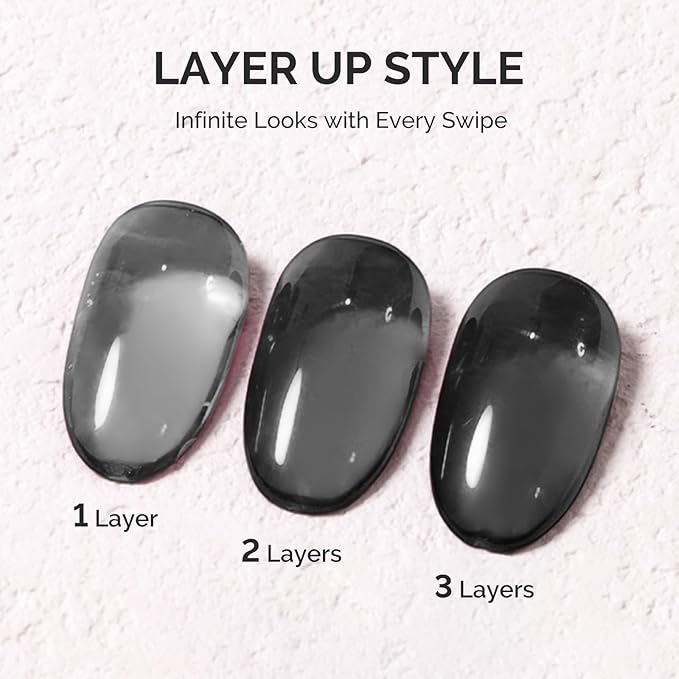 MelodySusie Jeweliver Jelly Gel Nail Polish, 0.5Fl.oz Black Jelly Gel Polish Sheer Translucent Soak Off UV LED Light Cure Valentine's Day Gift for Women Nail Art Manicure Nail Art DIY at Home JM-NJ-4
