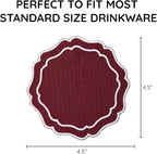 Linen Coasters for Drinks, 4.5 inch, Cinnabar | Absorbent Linen Drink Mats - Image 3