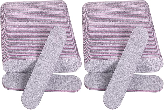 Nail Files (50 Pack), 3.6 Inches Emery Board Nail Files for Acrylic and Natural Nails, 100/180 Grit Small Double Sided Fingernail Filer Bulk Mini Professional Finger Nail Filer Manicure Set Gray