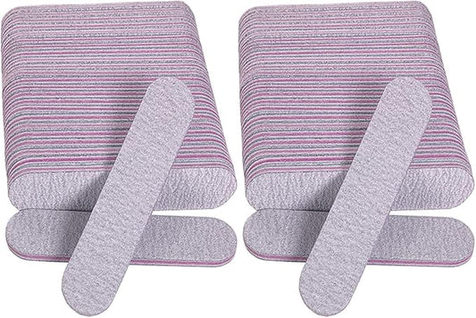 Nail Files (50 Pack), 3.6 Inches Emery Board Nail Files for Acrylic and Natural Nails, 100/180 Grit Small Double Sided Fingernail Filer Bulk Mini Professional Finger Nail Filer Manicure Set Gray