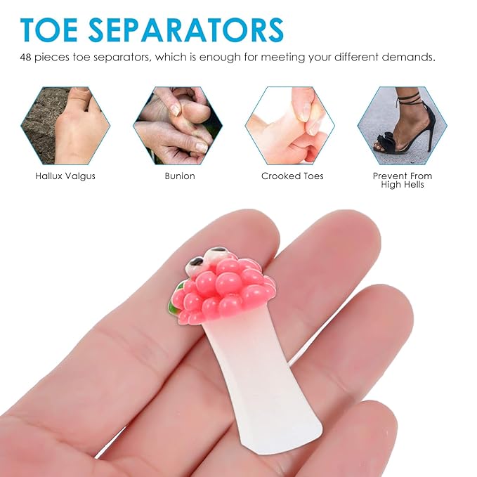 Didiseaon 24pcs Pedicure Toe Separators for Nail Care Reusable Foot Alignment Spacers and Prevents Malformation For-home Pedicure