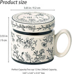 12.9oz Ceramic Coffee Mug with Lid, Flower Patterned Porcelain Mug, Ceramic Tea - Image 2