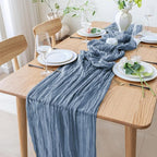 Cheesecloth Table Runner 10FT 4Pcs Dusty Blue Boho Gauze Runners | Cheese Cloth - Image 7