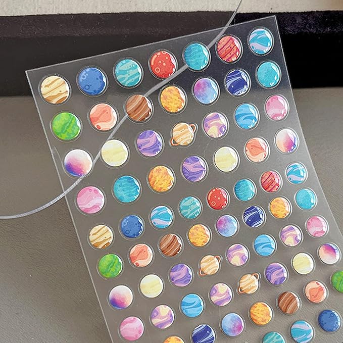 Planet Theme Nail Stickers for Nail Art - Kids Nail Art Sticker 5D Embossed Nail Decals Self-Adhesive Nails Supply Manicure Stickers for Nails Decoration