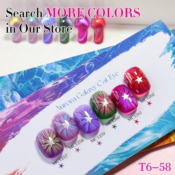 Double Rhythm 0.5 OZ Cat Eye Gel Polish with Magnet 15ML Holographic Glitter Shimmer Translucent Jelly Color Magnetic Nail Polish Salon DIY at Home (Red Purple-MC1261)