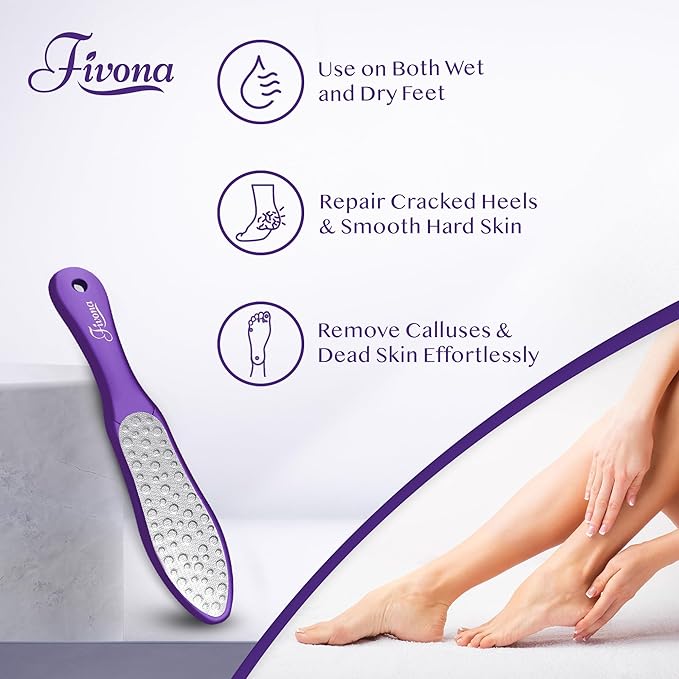 Fivona Foot File - Callus Remover, Double Sided Foot Rasp for Dry Heels, Feet Scrubber for Dead Skin, Foot Scraper for Corn Removal