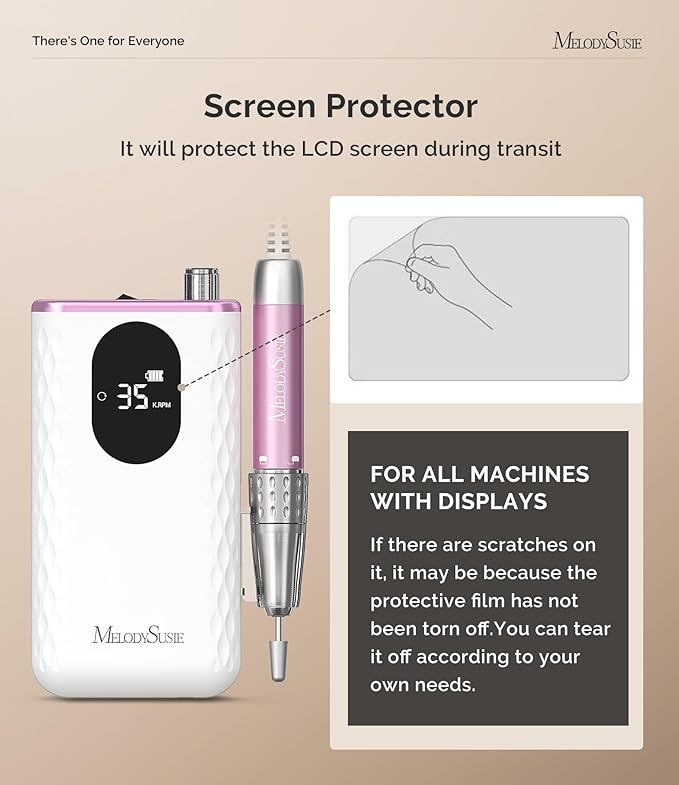 MelodySusie Waist-Mounted Professional Nail Drill MM400D, 35,000RPM Portable Electric Nail File, Low Noise & Low Heat Coreless Motor Machine with 8Pcs Nail Drill Bits Kit, for Manicure at Salon & Home