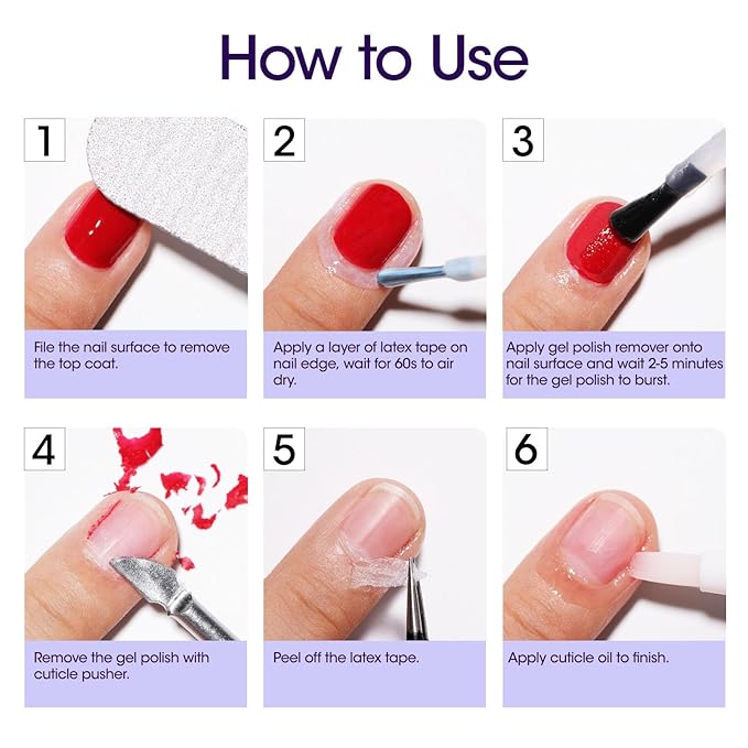 Gellen Gel Nail Polish Remover Kit, Gel Polish Remover with Liquid Latex for Nails, Quick & Easy Remover for Nails in 3-5 mins, No Need Soaking Or Wrapping