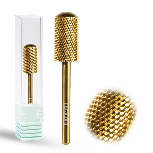Curacoro Nail Drill Bits 3/32'' - L-Shaped Smooth Stop Barrel Carbide Bit (Medium) for Professional Finish, Refine & Smooth Acrylic or Gel Nails, Nail Art Pedicure Manicure Salon & Home