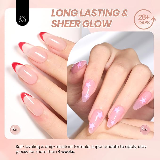 Beetles Jelly Gel Nail Polish Set, 6 Colors Milky White Nude Pink Brown Sheer Gel Polish Kit Nail Concealer Translucent Effect Soak Off Uv French Nail Art Gift for Women Ultimate Monochrome Collection