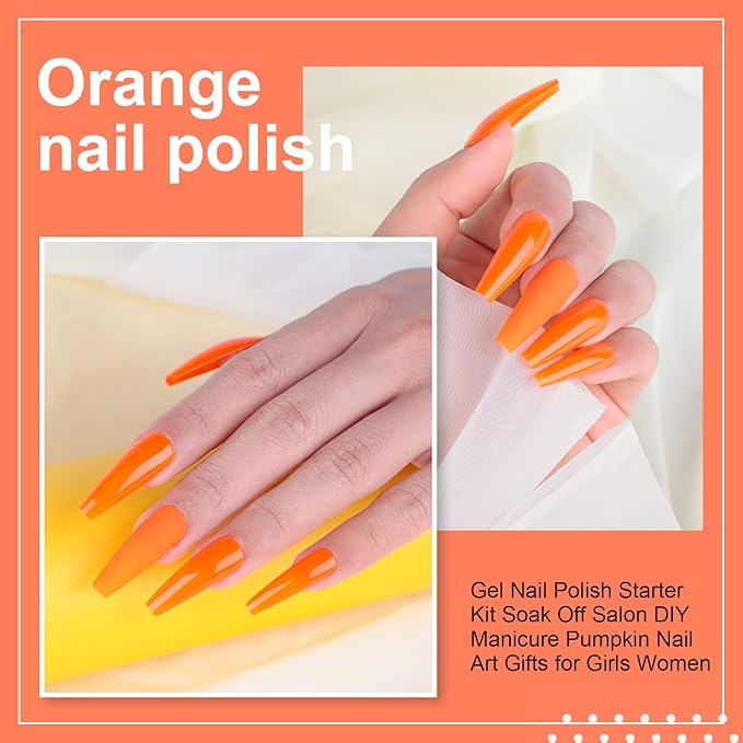 Gel Nail Polish, 1 Pcs 0.5 fl oz Neon Orange gel nail polish Color Soak Off Gel Polish Nail Art Manicure Salon DIY Nail Lamp Gel Nail Design Christmas Decoration Halloween Holiday Gifts for Women