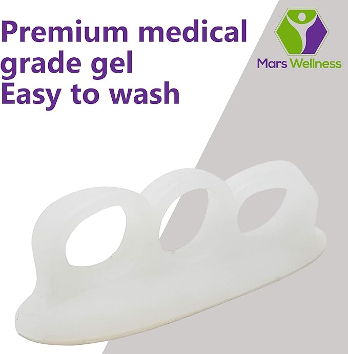 Mars Wellness Gel Toe Separators 2 Pair - 3 Loop Crest Toe Straightener - Gel Spacer for Hammertoe, Overlapping, Mallet
