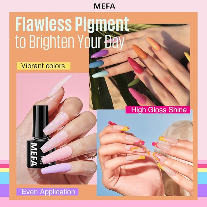MEFA 35 Pcs Gel Nail Polish Set, 32 Colors Spring Collection Gel Nail Polish Pink Green Nail Art Manicure DIY Home Gifts for Women Girls Beginners