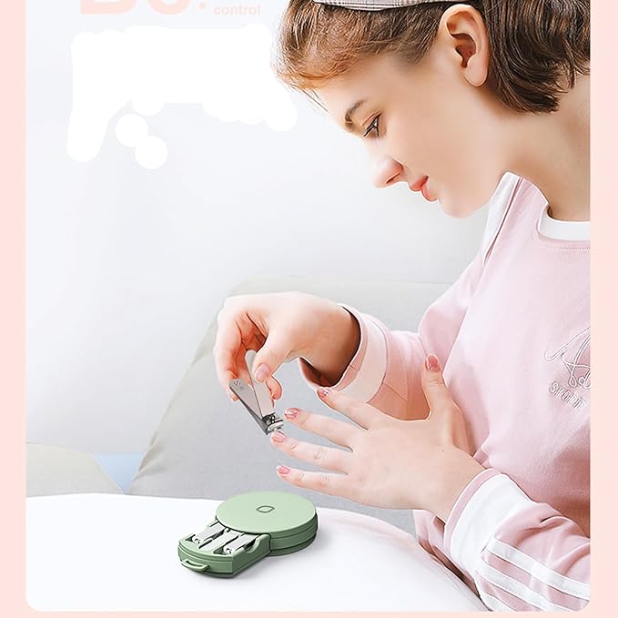 Portable 3-in-1 Stainless Steel Manicure Set with Macaron Green Carrying Case - Includes Nail Clippers, Nail Files, and Cuticle Trimmer - Ideal Travel Nail Cutter Kit for Men and Women
