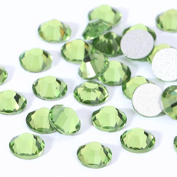 Novani Crystal Rhinestones, Flatback Loose Gemstones 1440pcs Glass Rhinestones for Clothes Shoes Crafts Makeup Nail Art and DIY Decorations(SS8, Light Green)