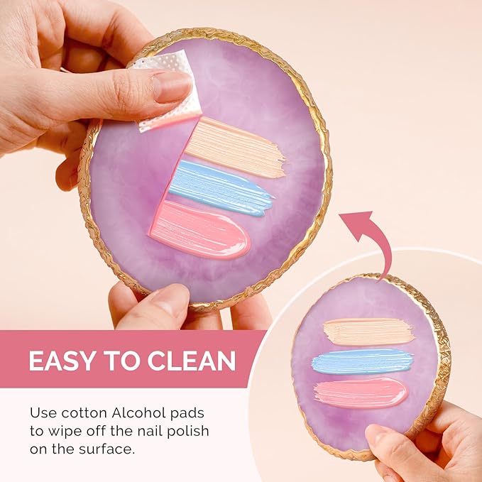 MelodySusie 1PC Round Shape Resin Nail Art Palette, Professional Color Mixing Board for Gel Polish, Acrylics, Pigment Blending, Salon and DIY Makeup Artist Tool, Purple