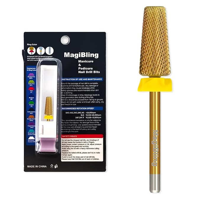 Super Cut Tapered Barrel Nail Drill Bits, 3/32'' Professional Tungsten Carbide Bits, Remove Hard Gel Fast, Right Hand, Suitable for Long Acrylic Nails Gel Polishing, Extra Fine.
