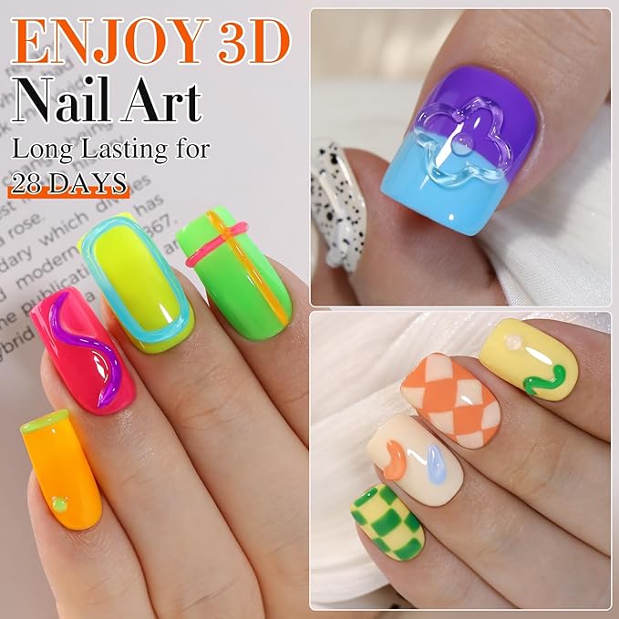 Double Rhythm 0.5 Oz 3D Nail Gel Nail Art Sculpting Gel No Wipe Gel Polish for Nail Designs DIY Nail Art for Drawing, Molding, Sculpture and Decoration (3D Sculpting Gel Clear)