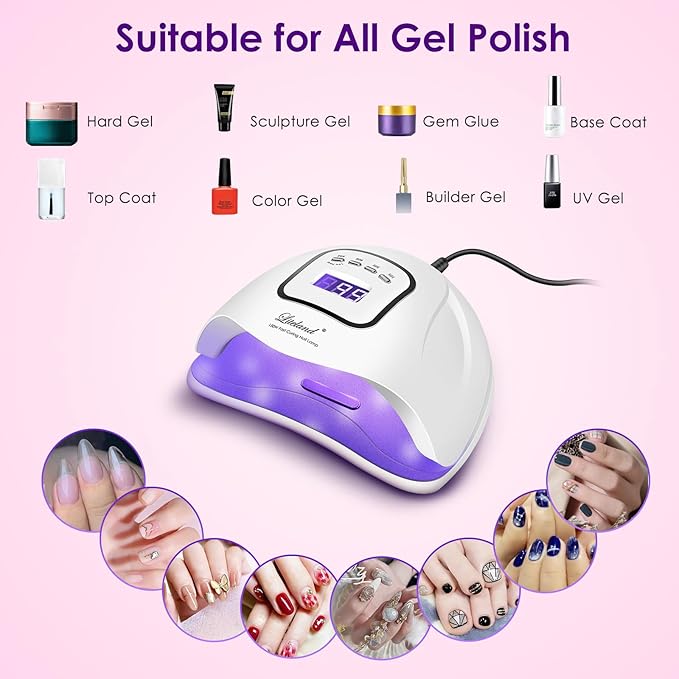 UV Gel Nail Lamp,150W UV Nail Dryer LED Light for Gel Polish-4 Timers Professional Nail Art Accessories,Curing Toe Nails