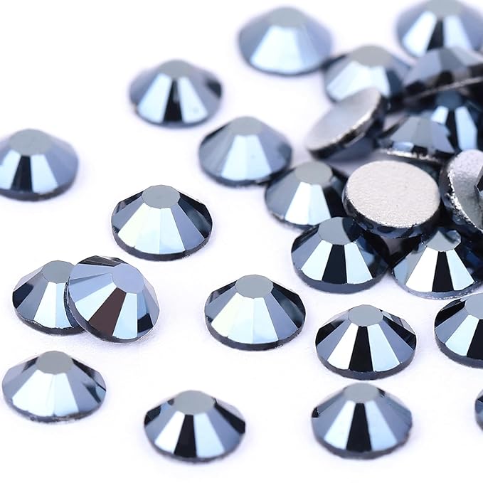 Novani Rhinestones Flatback Rhinestones Glass Nail Gems Stones Jewels Round Gemstones Non-Hotfix Crystal,SS6,1440 Pieces,Shiny Black