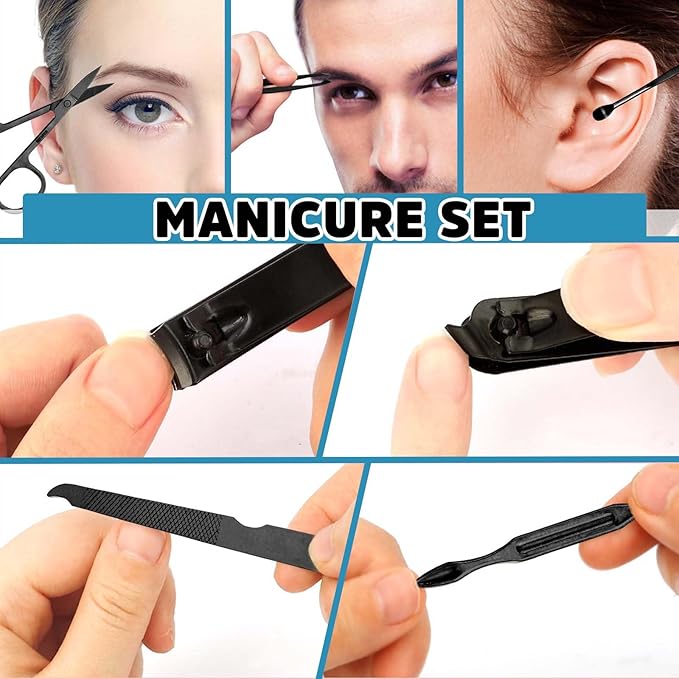 Manicure Set 7 PCS Nail Clippers Kit, Bafezoze Mens Grooming Kit, Initial Christmas Stocking Stuffers for Men Boys Letter D