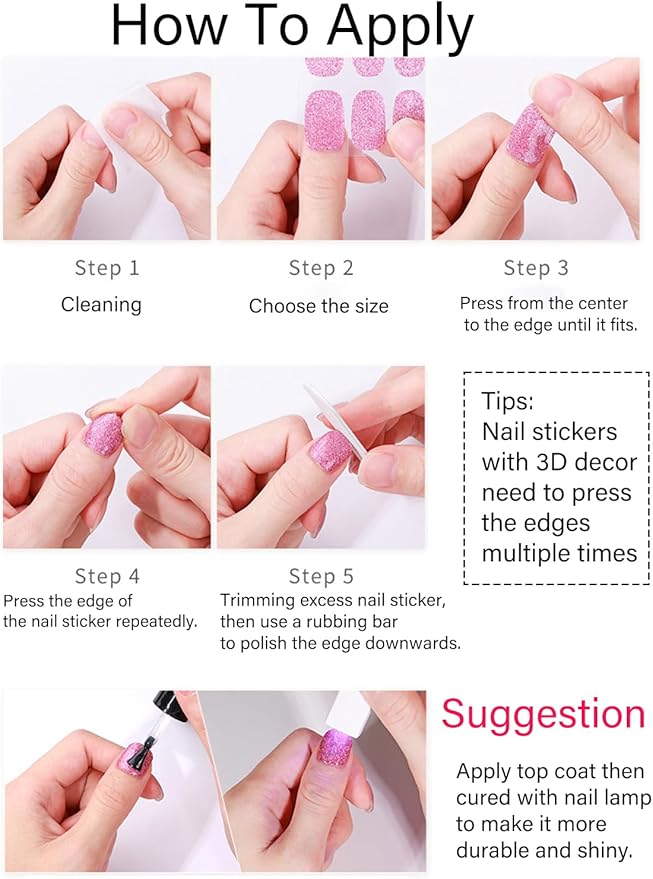 Gel Nail Strips No UV, French White, UV Free, Long Lasting Gel Stickers - Contains 22 Wraps, 1 Prep Pad, 1 File