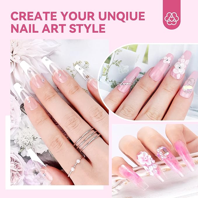 SAVILAND Acrylic Nail Kit with Everything: Nails Kit Acrylic Set For Beginners Gel Polish Kit U V Lamp Nail Decoration Professional Acrylic Nails Kit Starter Full Acrylic Nail Supplies DIY Home Salon