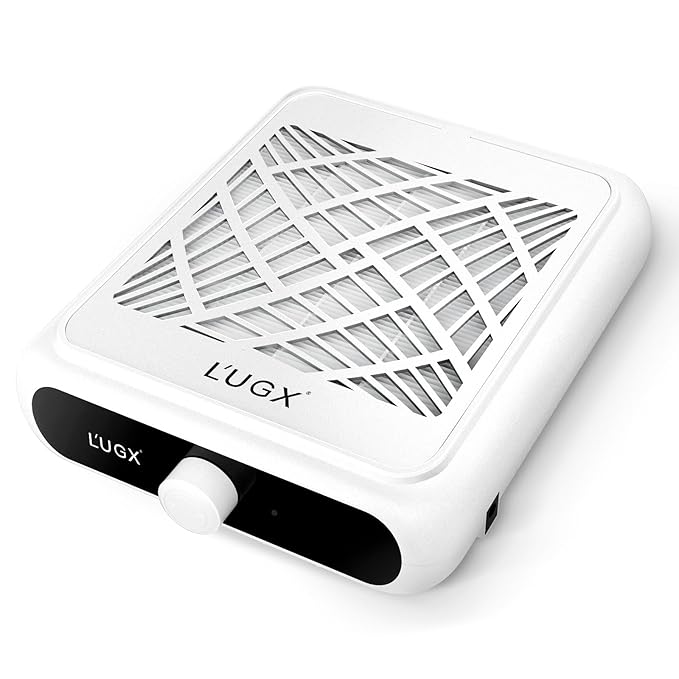 L'UGX Professional Nail Dust Collector, 6200RPM Nail Vacuum Dust Collector Nail Tech Fan Extractor Powerful Suction Machine for Acrylic Nail Polishing, Perfect for Home Salon Use