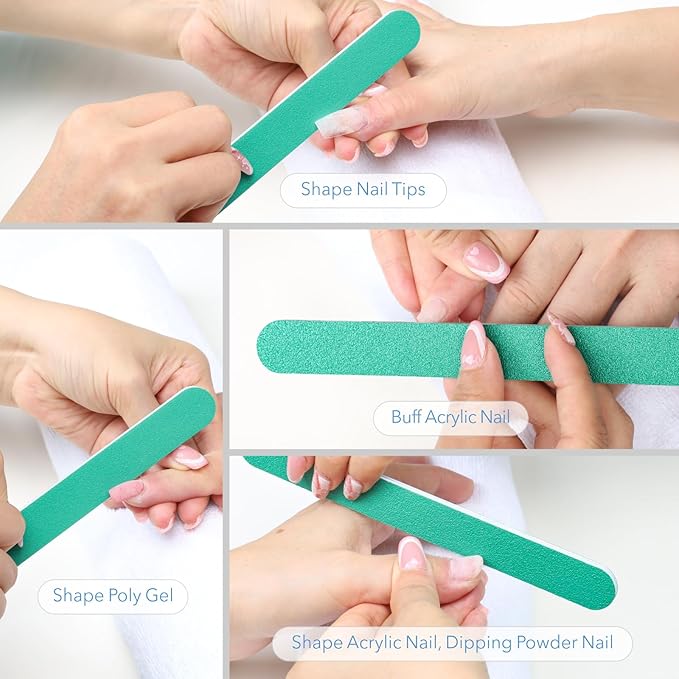 Nail File, 50 PCS Fingernail Files 7" Long 100/180 Grit Emery Boards for Nails - Professional Nail Files Washable for Acrylic, Gel, Dip Powder, and Poly Gel Nail - Medium/Fine