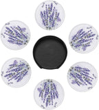 6 Pcs Lavender Flower Purple Floral Dragonfly Leather Coasters - Image 7