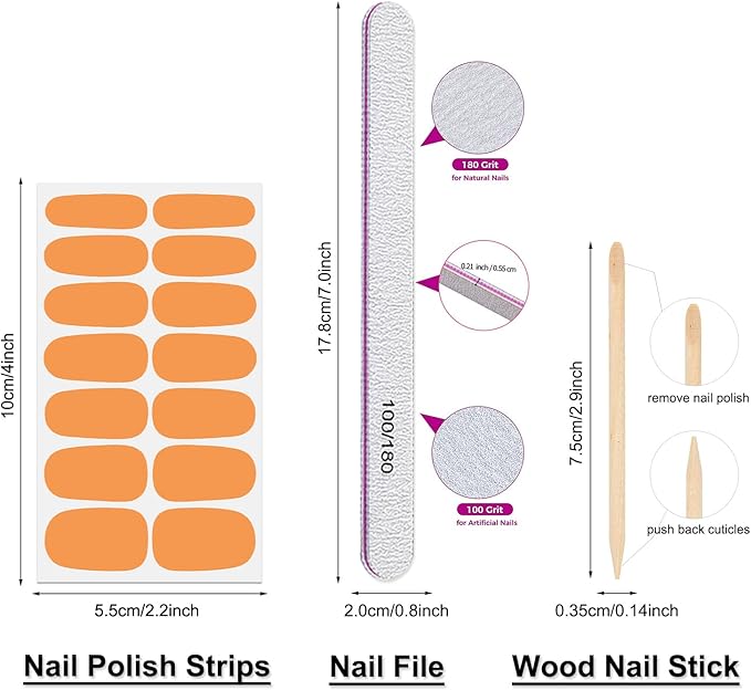 Nail Polish Strips - Solid Color & Glitter, DANNEASY 24 Sheets Nail Wraps for Women Gel Nail Strips Stick on Nail Polish Stickers Self Adhesive Manicure Sticker for Nail Art with File, Cuticle Stick