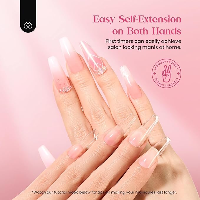 Beetles Gel Nail Tips Upgraded 15 Sizes Long Coffin Gel Nail Tips 630Pcs Pre-Shaped Clear Full Cover False Nails Easy Nail Extension for Gel Nail Polish Gift for Women