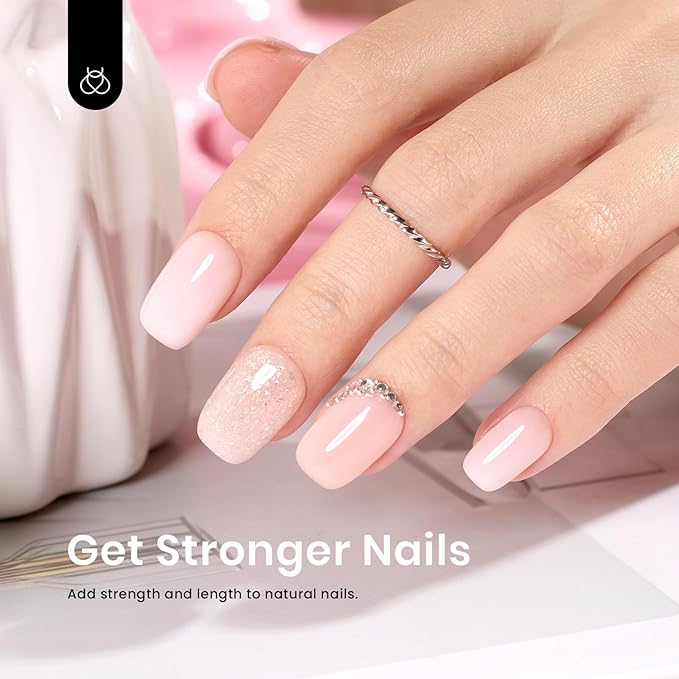 Beetles Builder Gel for Nails, 8 in 1 Jelly Nude Gel Builder for Building Nails Apex & Nail Extension Strengthener Thin Nails DIY Fall Nails Art Design for Beginner Women UV & LED Lamp Needed