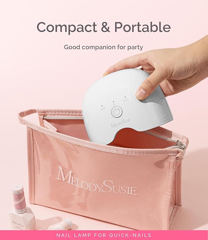 MelodySusie Small Cordless UV Nail Lamp with Portable Design, P-ART06G Rechargeable LED UV Light with Smart Sensor Cures All Soft Gels On the Go, Especially Half-Cured Gel, Base Coat & Top Coat -White