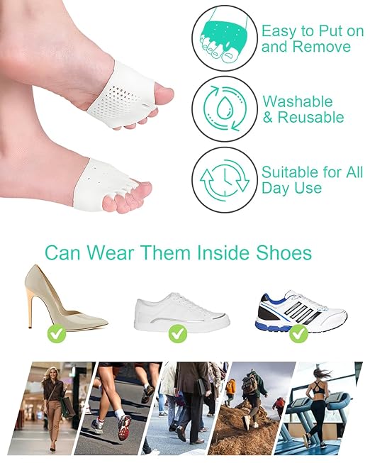 3 Pairs Metatarsal Pads Toe Spacers Separators for Bunion Correction, Soft and Breathable Foot Cushion Hammertoe Corrector for Women Men Feet Relief