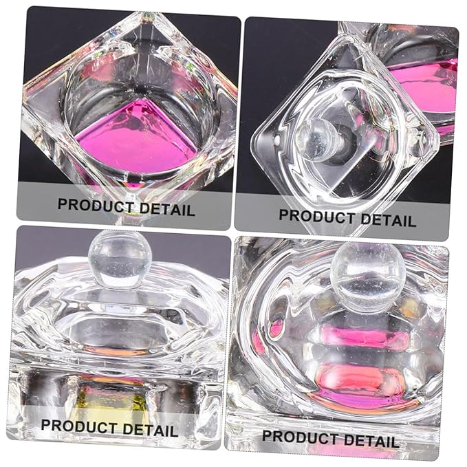 2pcs Nail Art Liquid Cup Crystal Nail Bowls Lid Manicure Soaking Bowl for Home Use